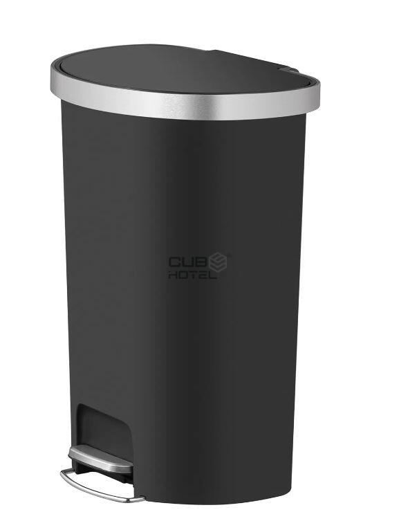 Papelera de Pedal 55L Semi Redonda Negro EKO Hana